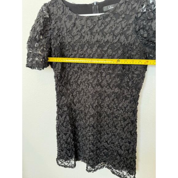 Lulus Textured Always For You Puff Sleeve Mesh Mini Dress Black M - Picture 7 of 9